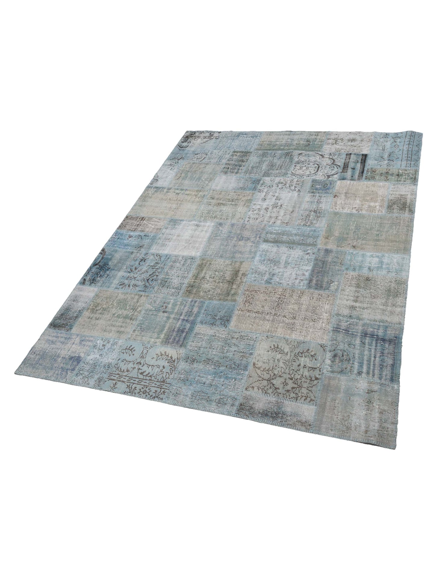 Patchwork Blue 9.1x12.2 Hand Knotted Rug