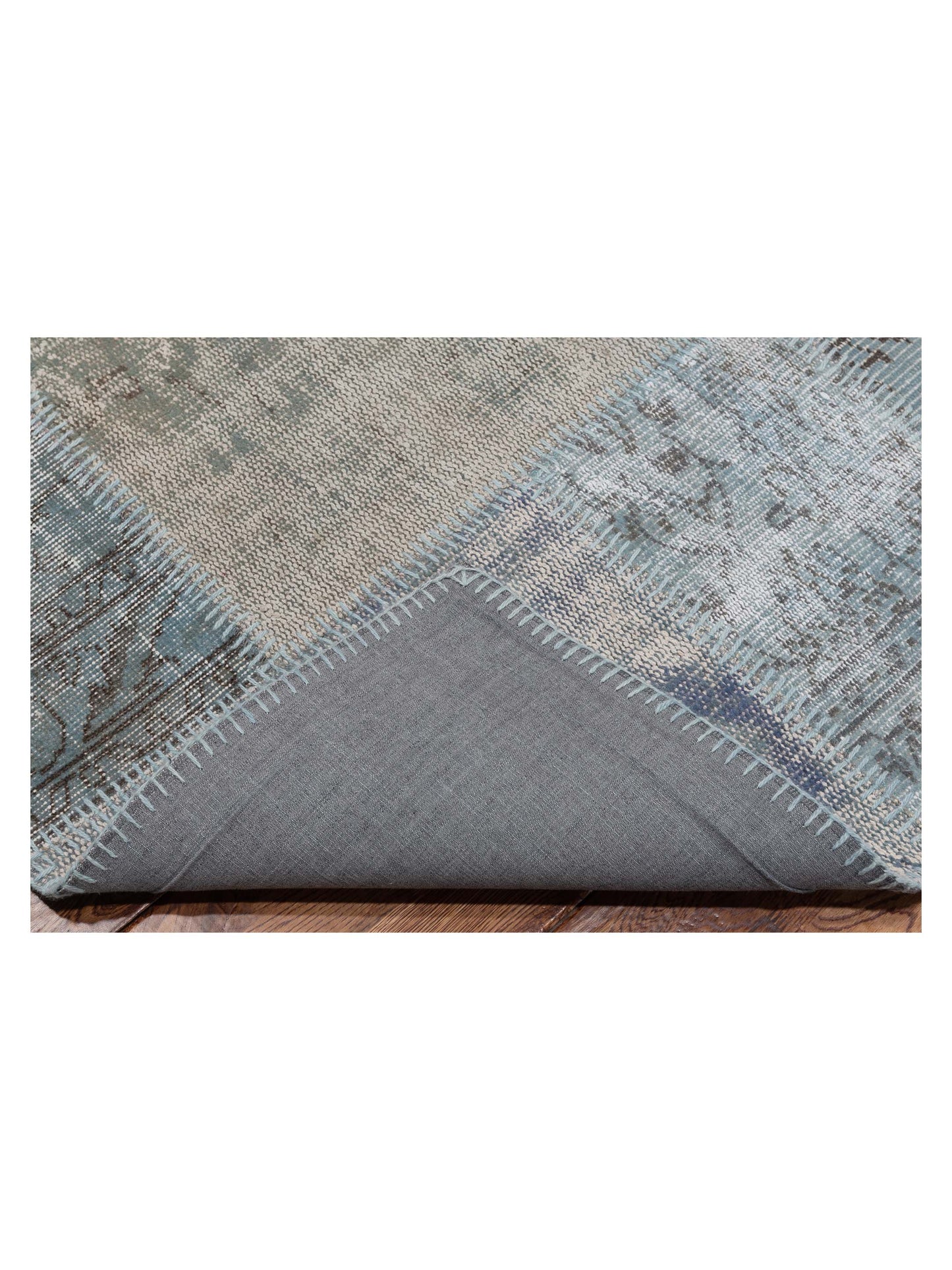 Patchwork Blue 9.1x12.2 Hand Knotted Rug