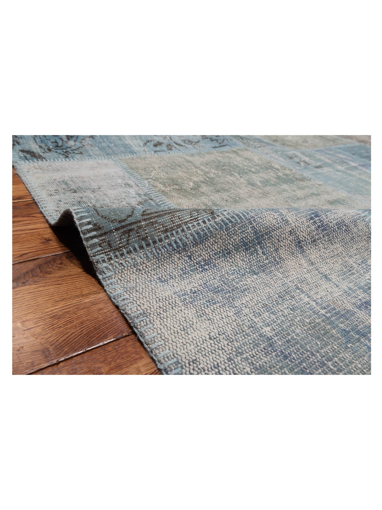 Patchwork Blue 9.1x12.2 Hand Knotted Rug