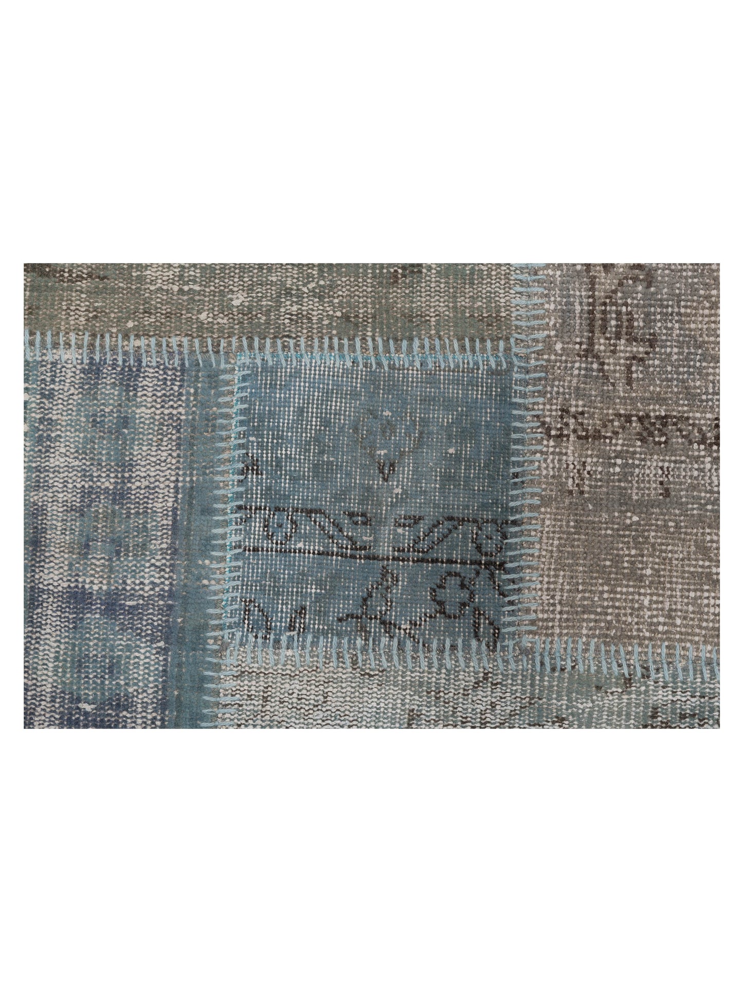 Patchwork Blue 9.1x12.2 Hand Knotted Rug