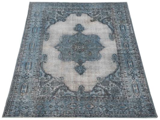 Vintage Blue 7.6x10.11 Hand Knotted Rug