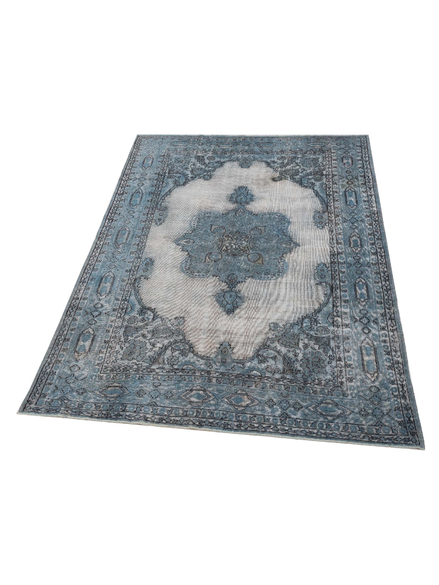 Vintage Blue 7.6x10.11 Hand Knotted Rug