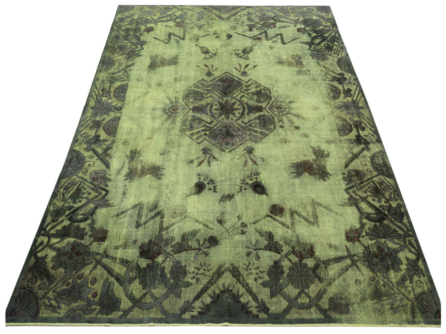 Vintage Green 8.2x11.4 Hand Knotted Rug