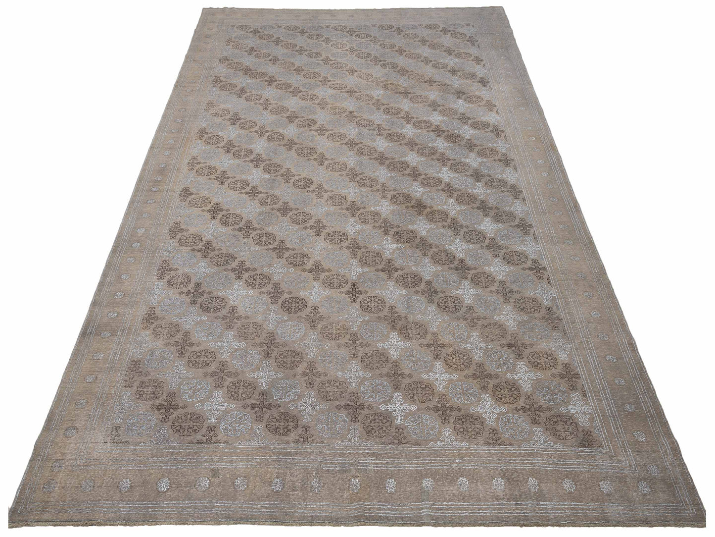 Vintage Gray 9.7x13.3 Hand Knotted Rug