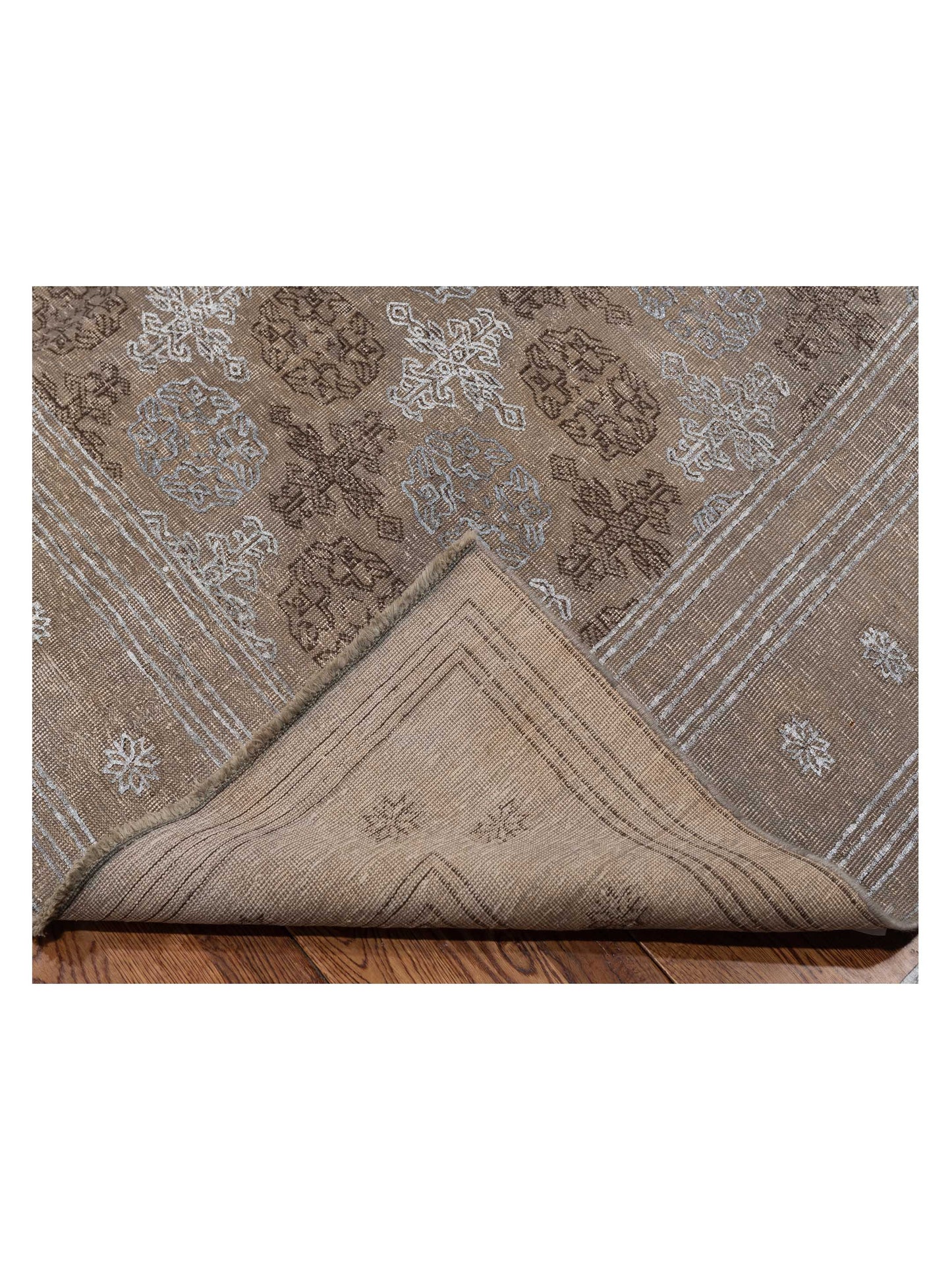 Vintage Gray 9.7x13.3 Hand Knotted Rug