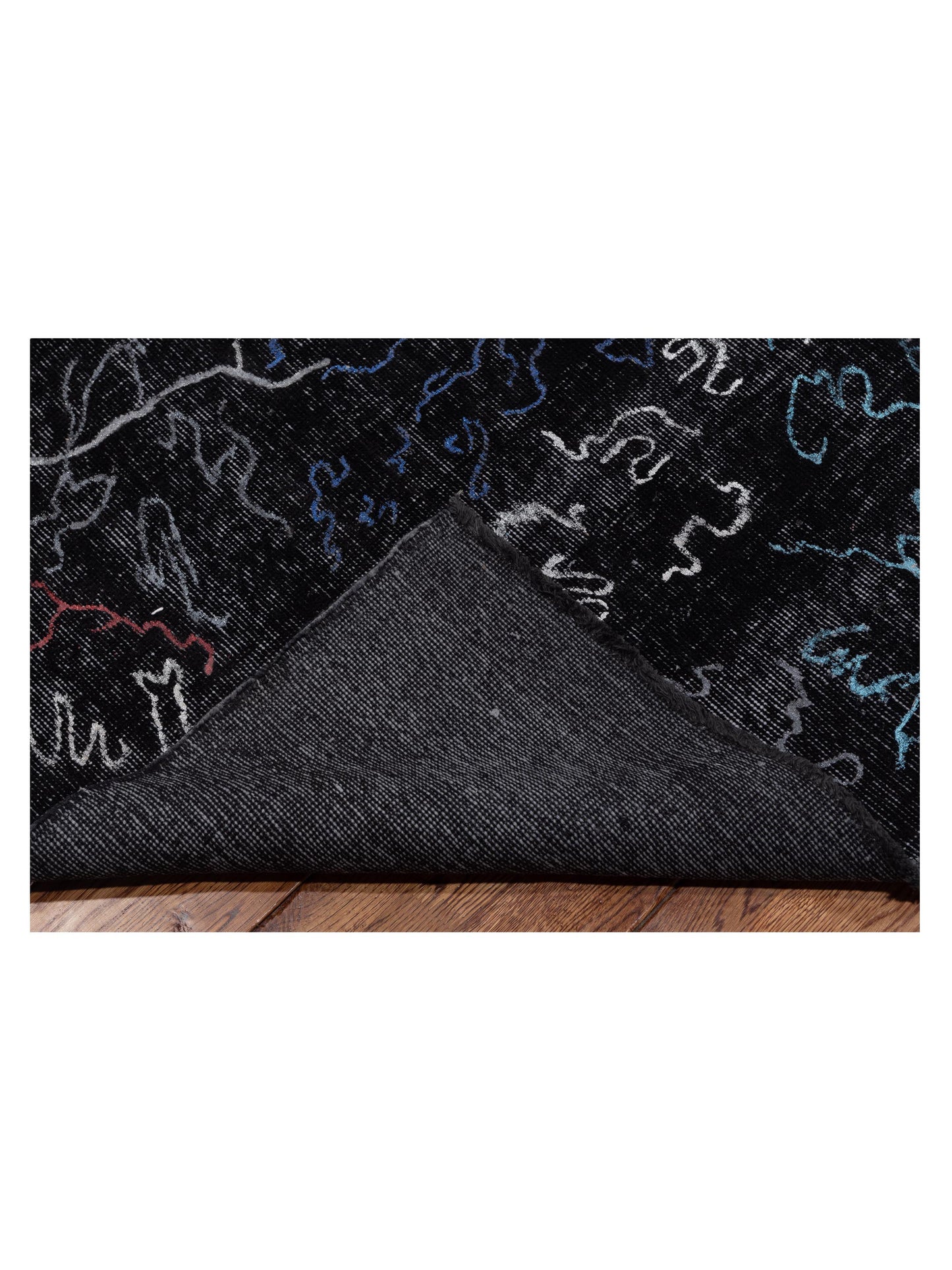 Vintage Black 8x11.5 Hand Knotted Rug