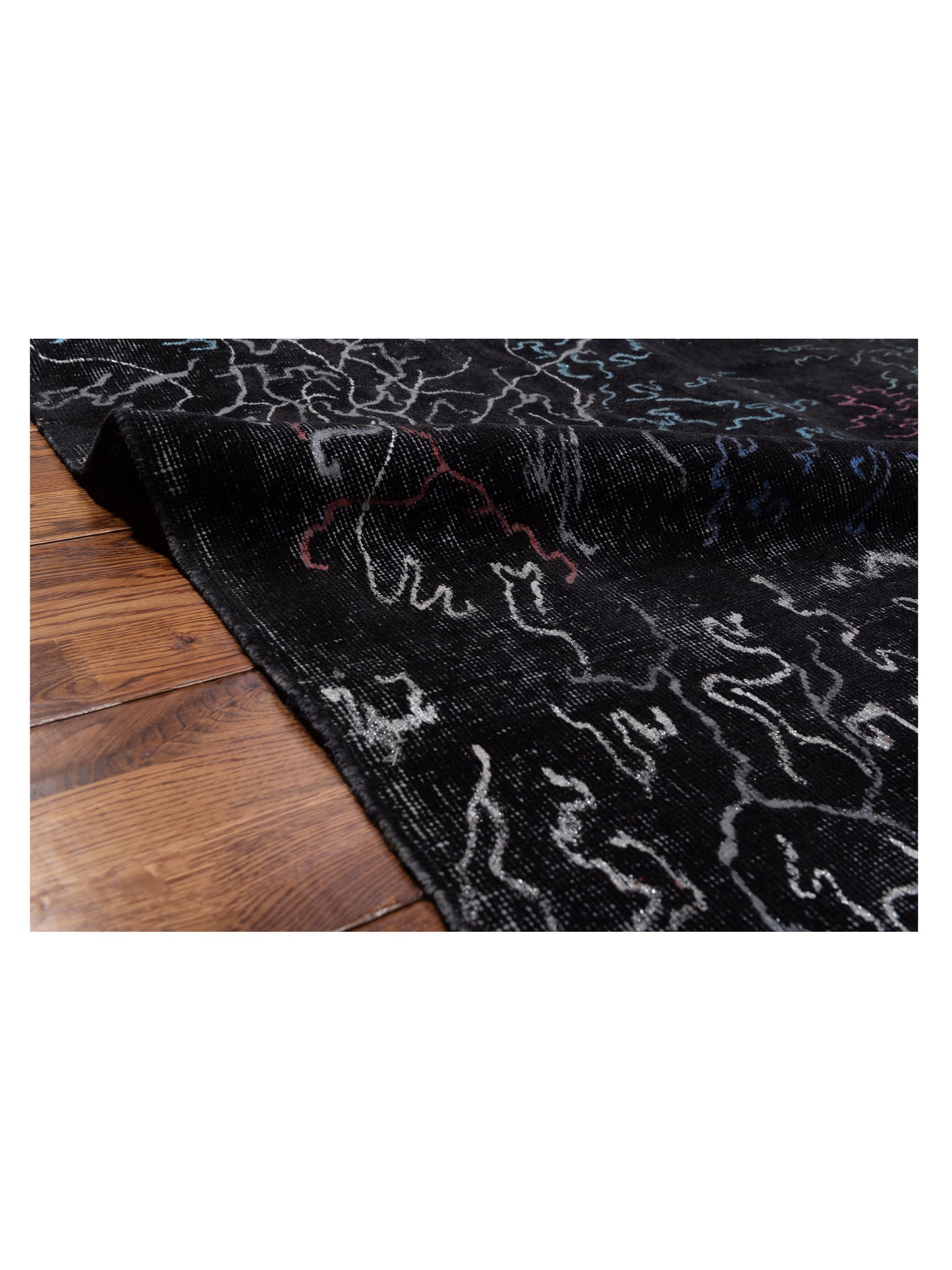 Vintage Black 8x11.5 Hand Knotted Rug
