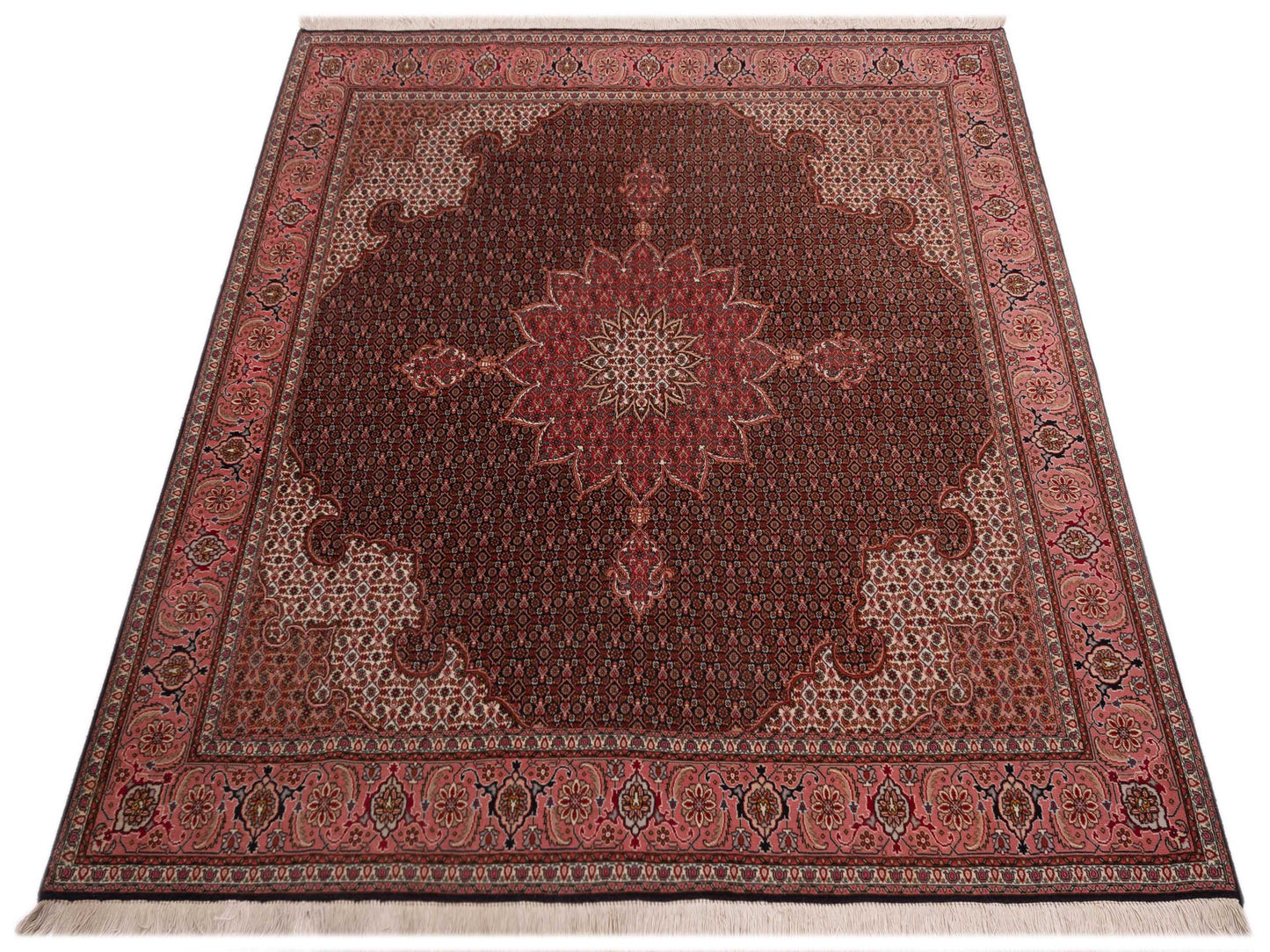 Silkara Black Pink 6.8x6.8 Hand Knotted Rug