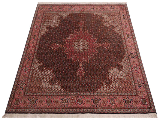 Silkara Black Pink 6.8x6.8 Hand Knotted Rug