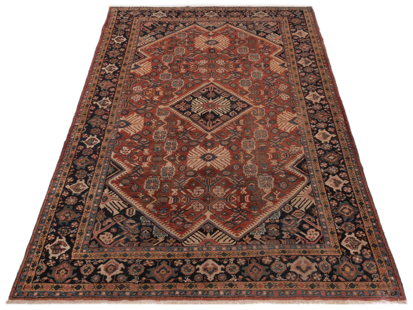Antiqua Heirloom Red Navy 7.6x11.2 Hand Knotted Rug