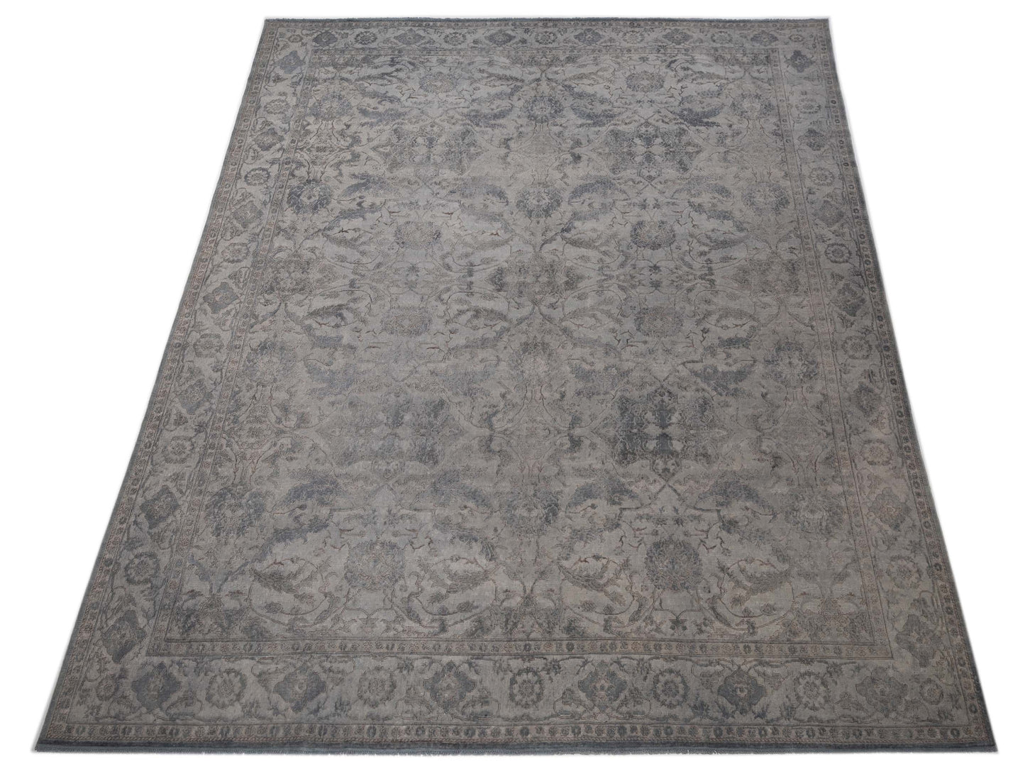 Vintage Light Gray 11.8x14.3 Hand Knotted Rug