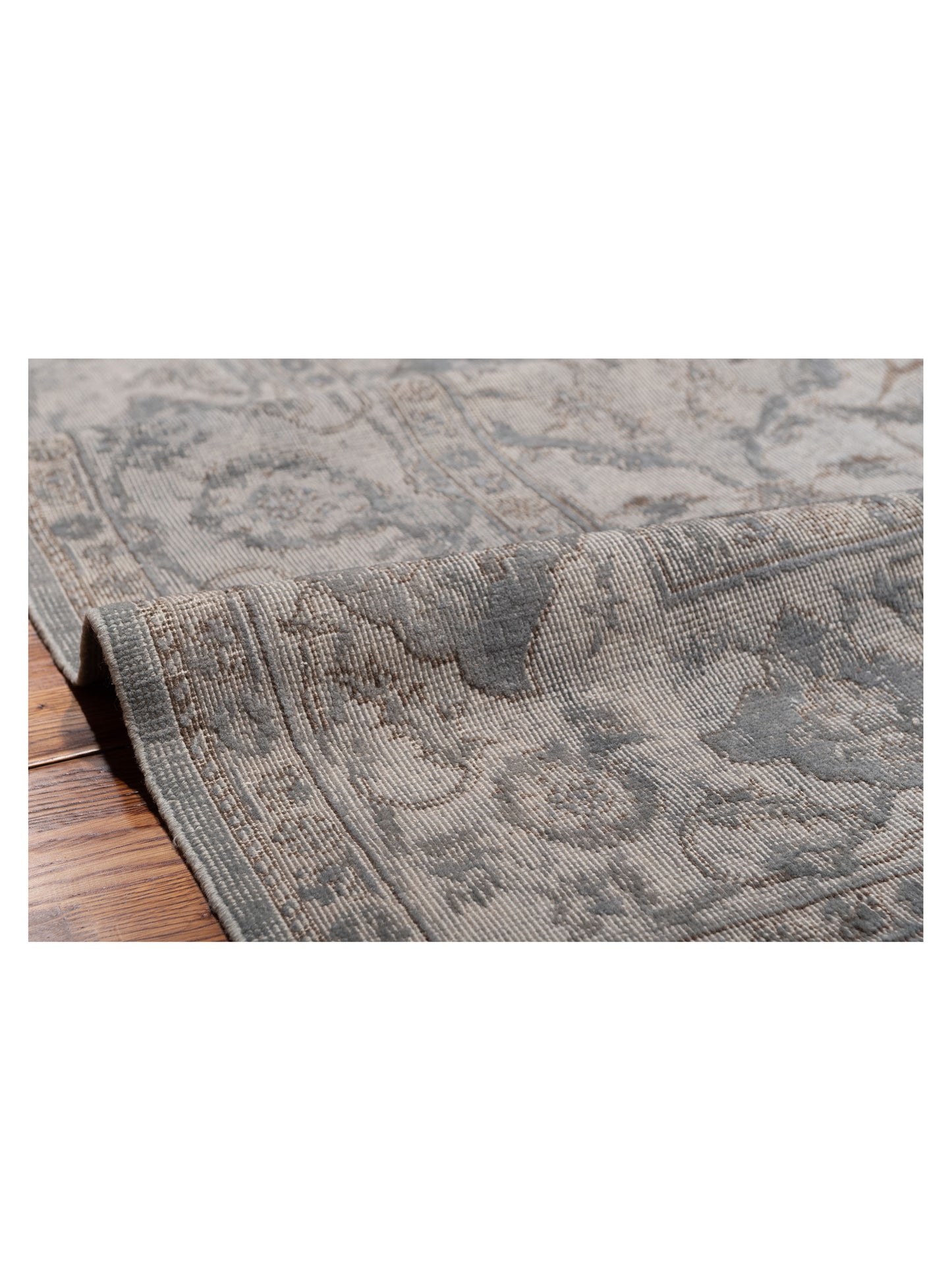 Vintage Light Gray 11.8x14.3 Hand Knotted Rug