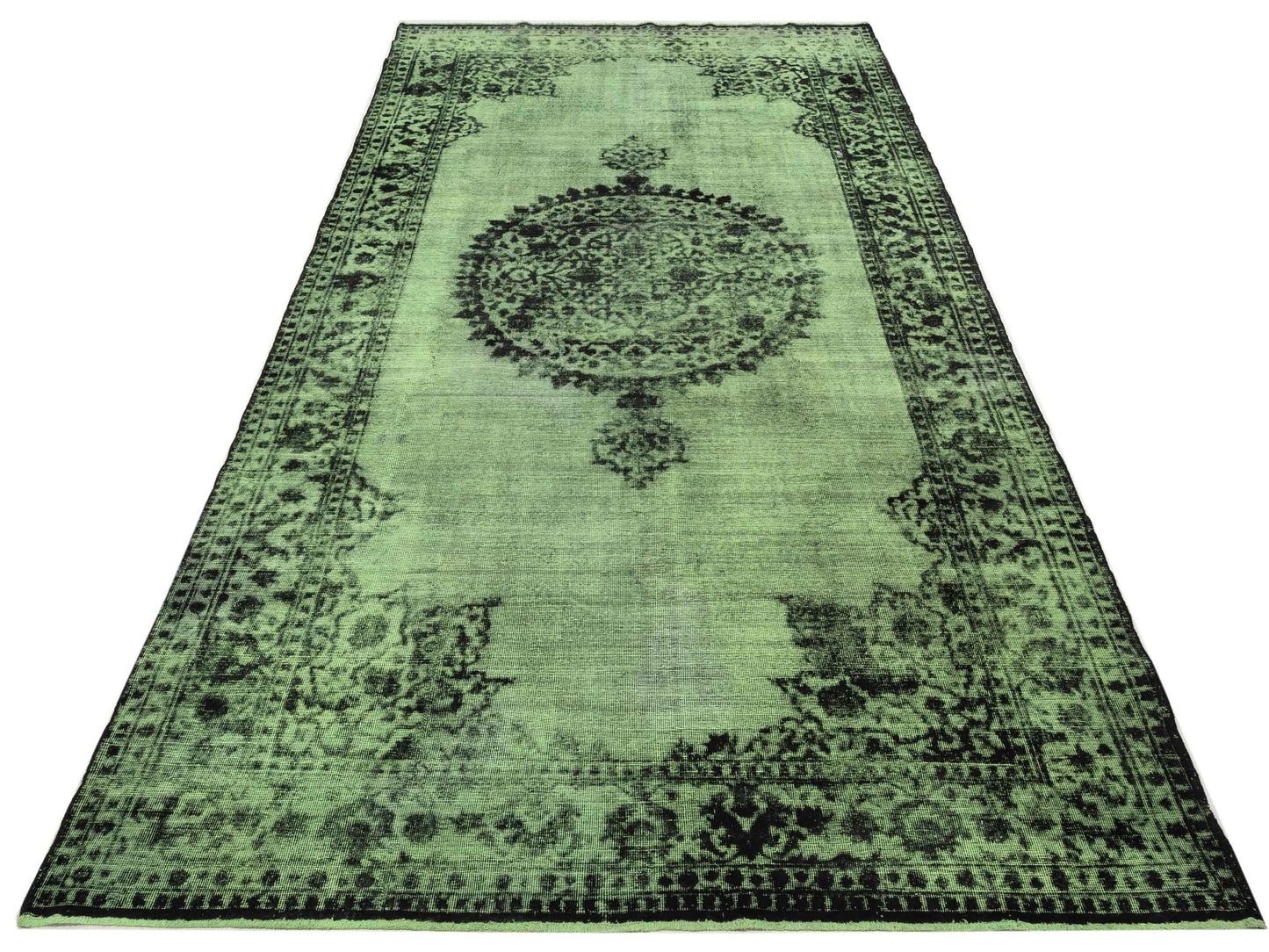 Vintage Green 7.7x15.1 Hand Knotted Rug