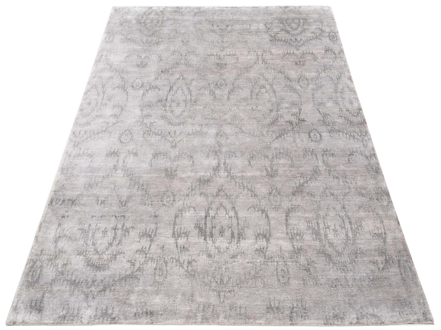 Tenzari Beige Green 7.11x9.11 Hand Knotted Rug