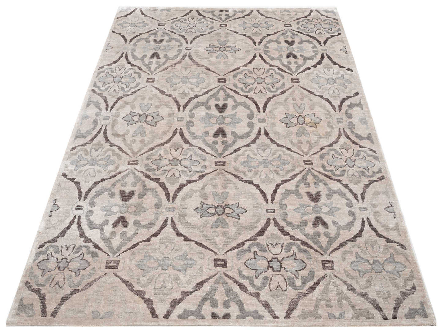 Tenzari Beige 7.9x9.10 Hand Knotted Rug