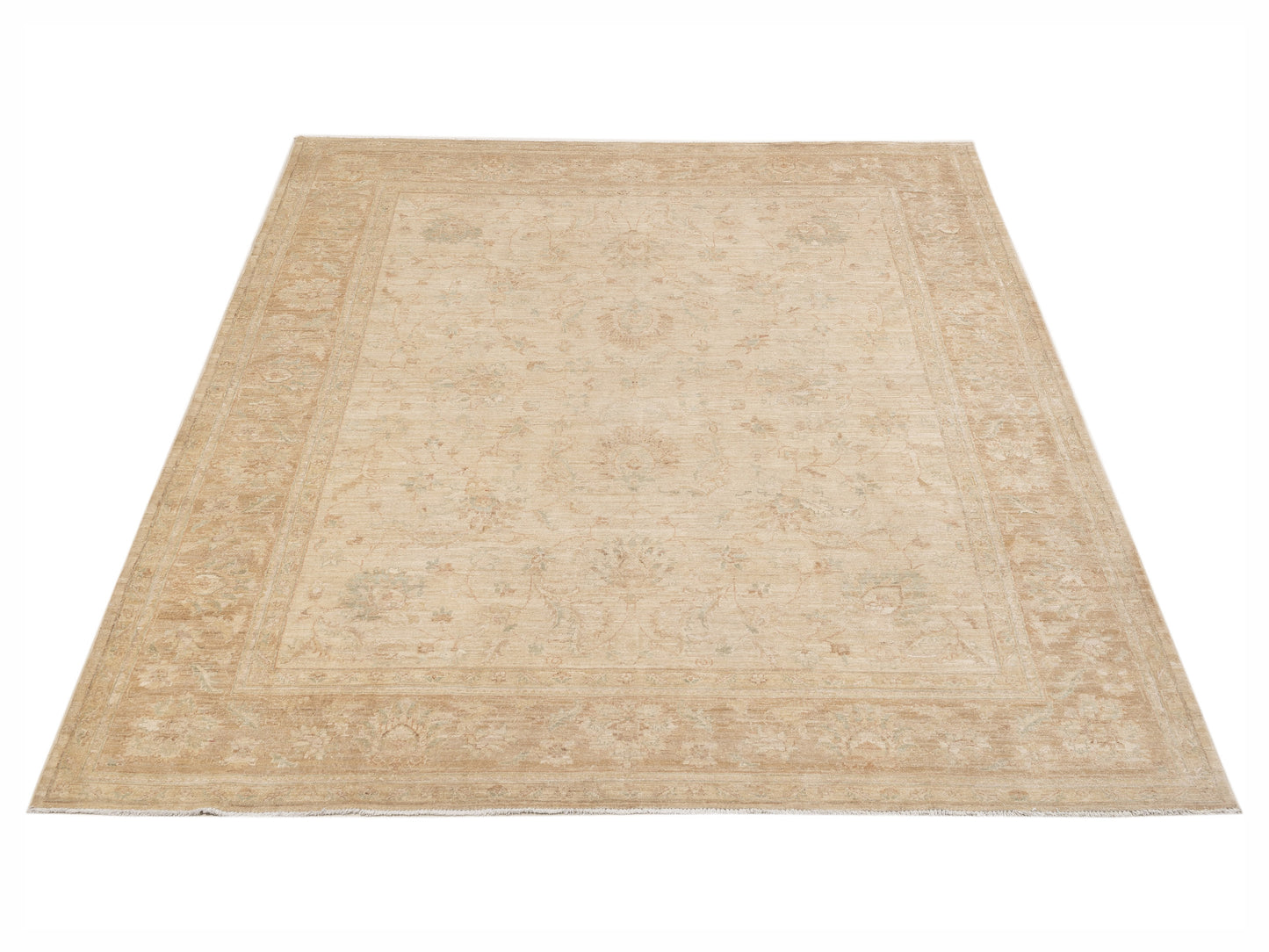 Sabira Ivory Brown 8.3x9.7 Hand Knotted Rug