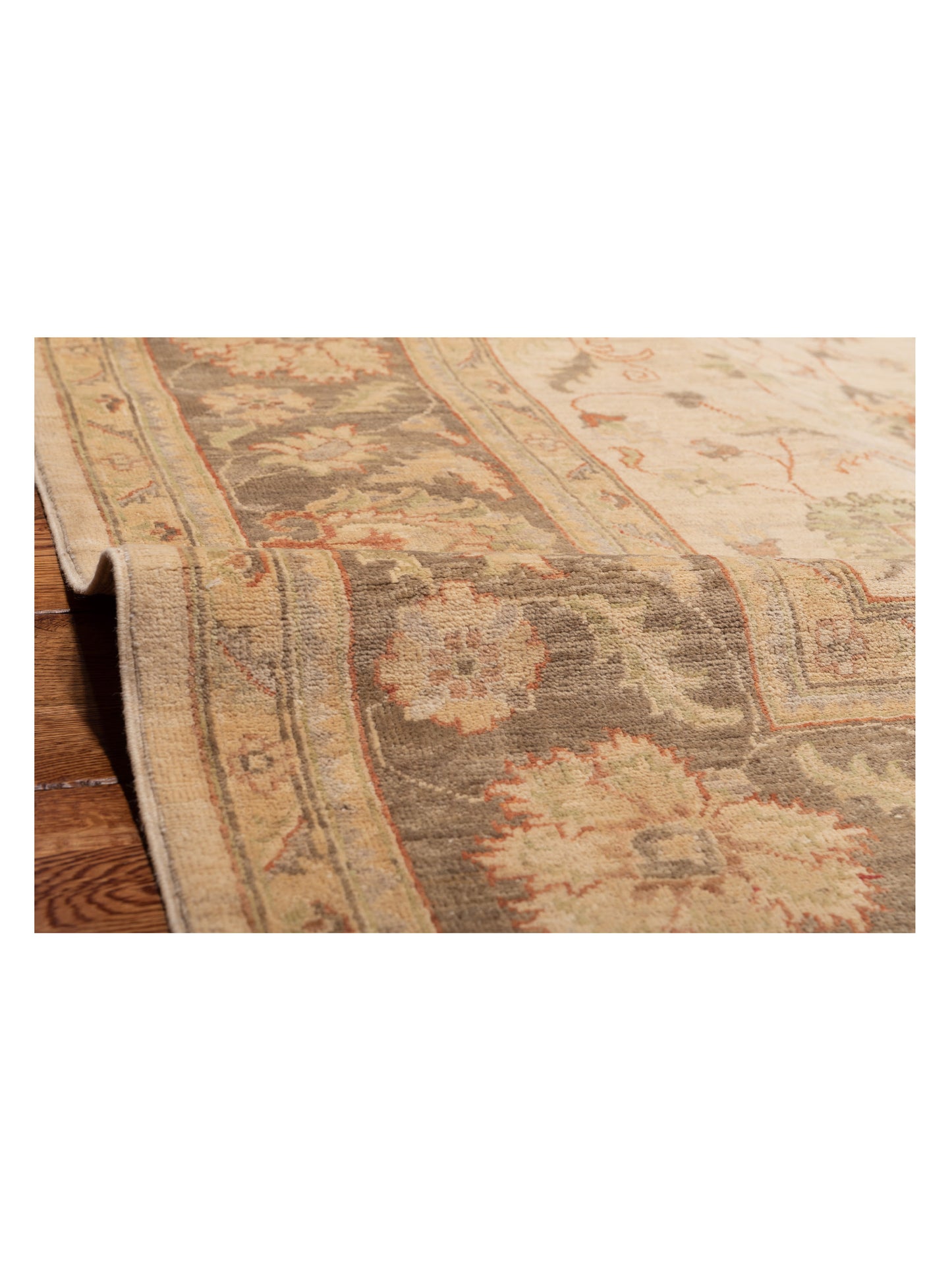 Sabira Ivory Brown 8.3x9.7 Hand Knotted Rug