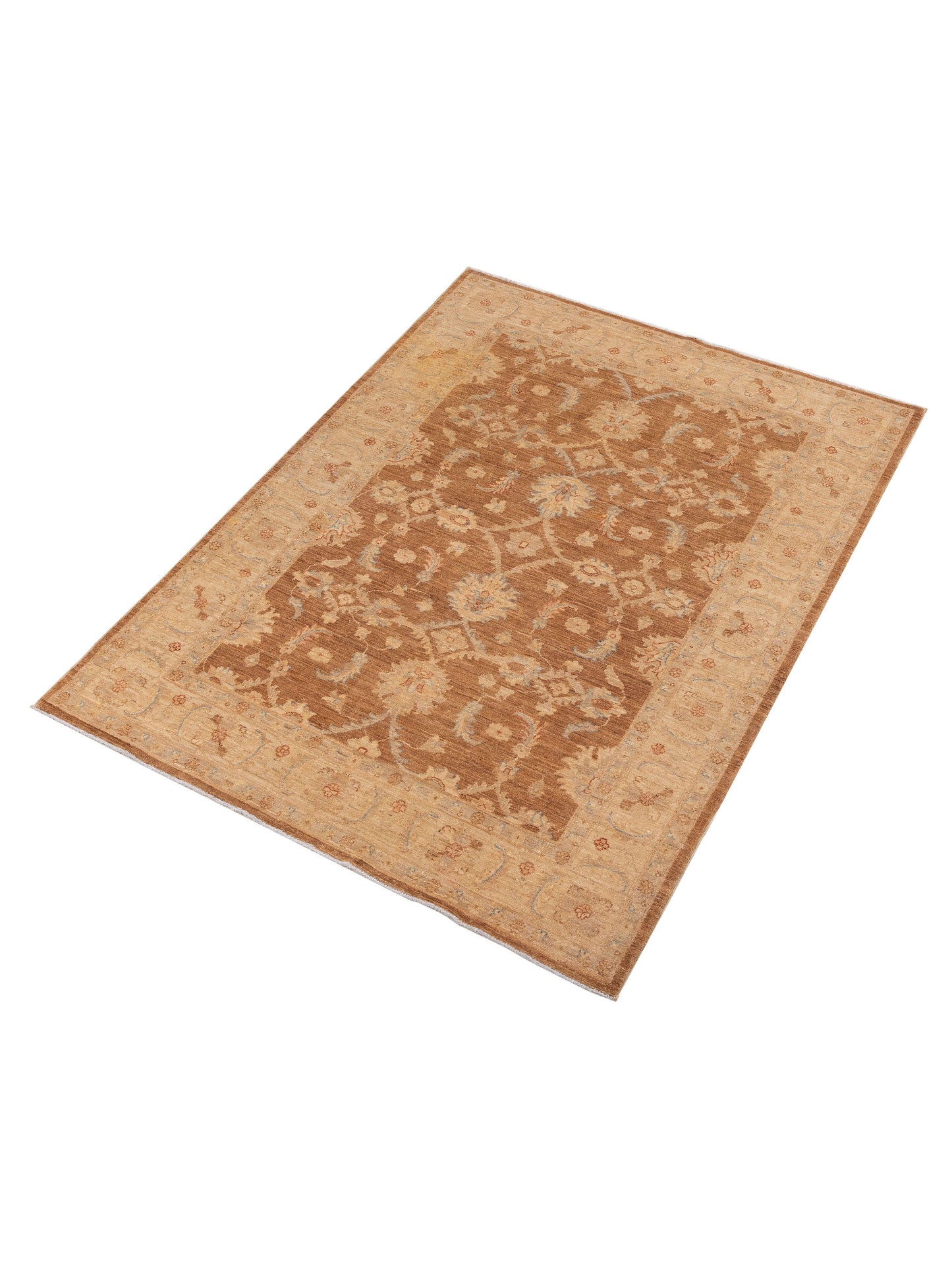 Sabira Brown Beige 4.11x6.6 Hand Knotted Rug