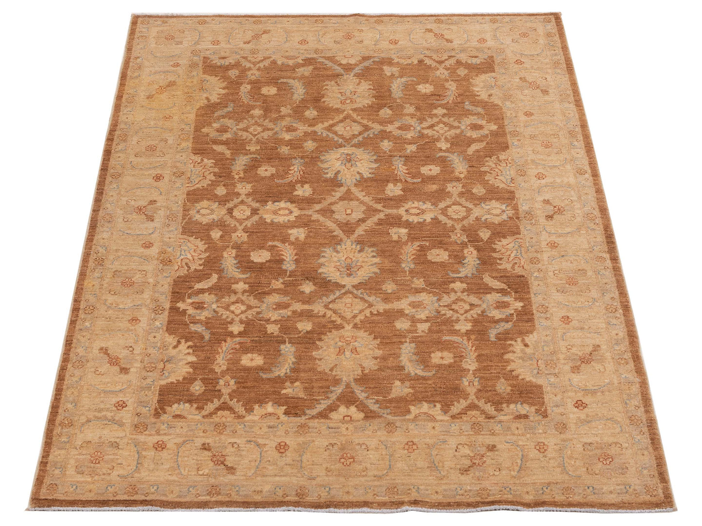 Sabira Brown Beige 4.11x6.6 Hand Knotted Rug