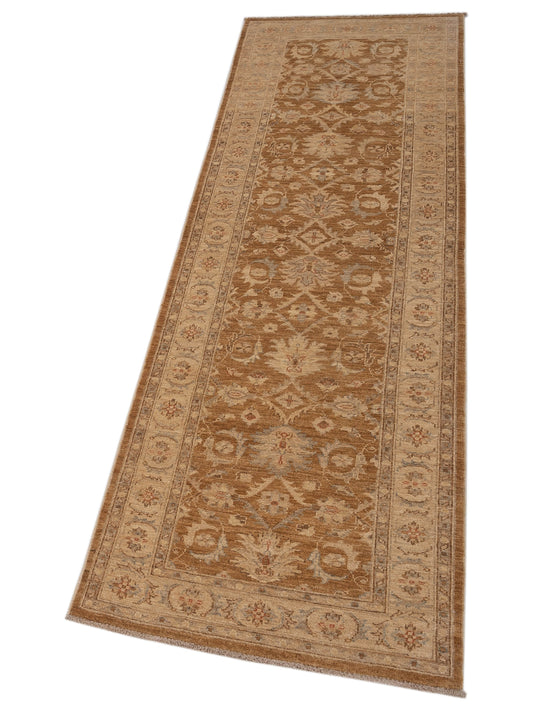 Sabira Brown Gold 2.9x9.10 Hand Knotted Rug