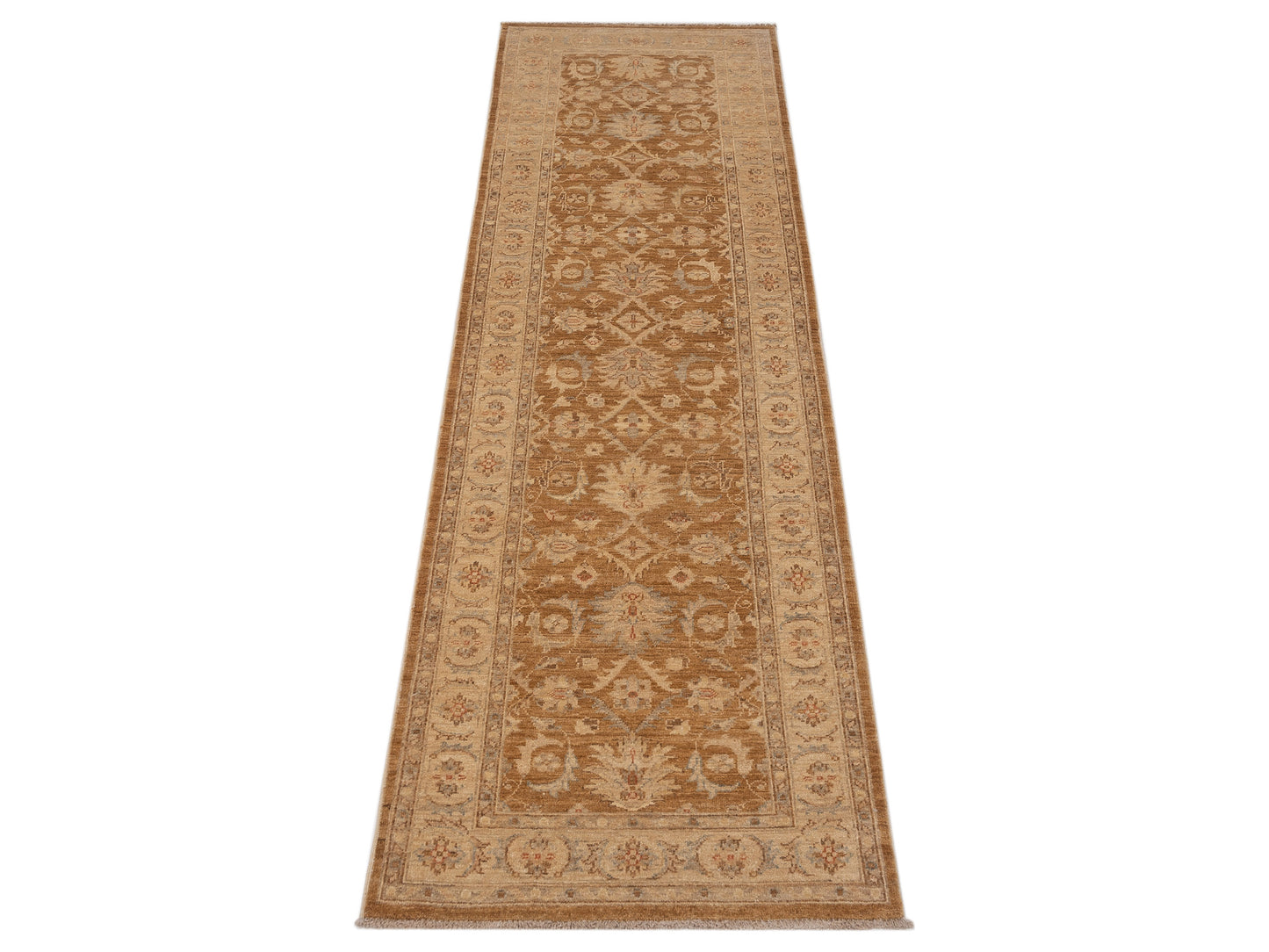 Sabira Brown Gold 2.9x9.10 Hand Knotted Rug