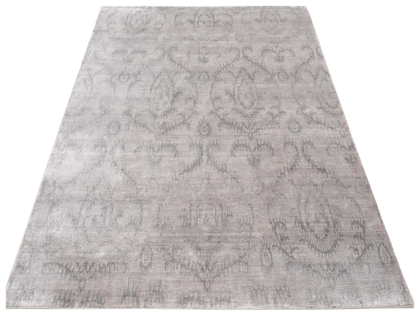 Tenzari Beige Green 8.1x9.11 Hand Knotted Rug