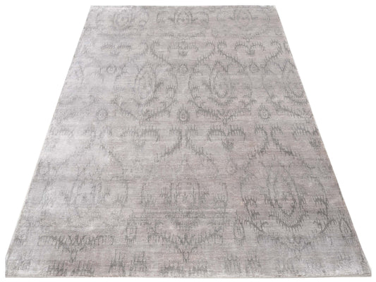 Tenzari Beige Green 8.1x9.11 Hand Knotted Rug