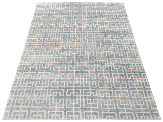 Tenzari Blue 8x9.8 Hand Knotted Rug