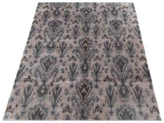 Tenzari Silver Green 6x7.11 Hand Knotted Rug