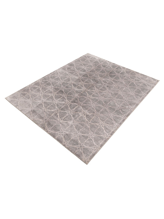 Tenzari Light Gray 8x9.11 Hand Knotted Rug
