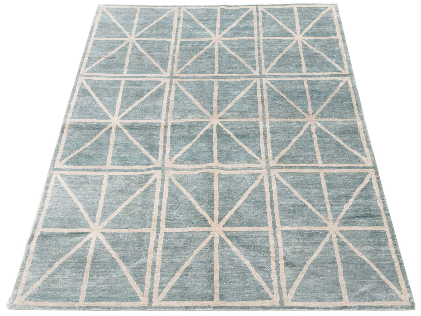Tenzari Light Blue Light Blue 6x8.11 Hand Knotted Rug
