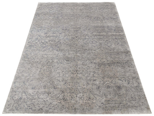 Tenzari Gray 8x9.11 Hand Knotted Rug