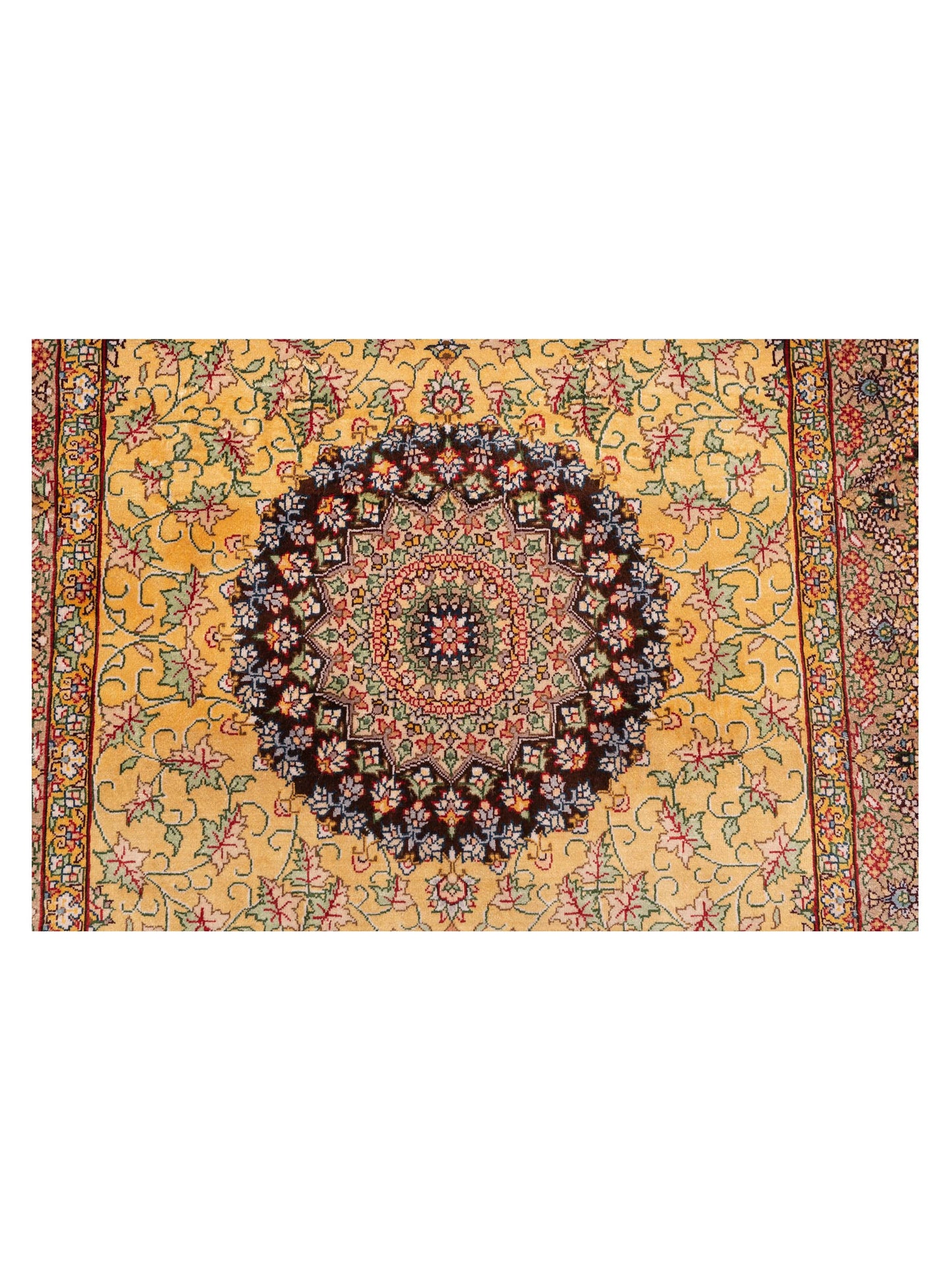 Pure Silk Gold Brown 2x3.1 Hand Knotted Rug