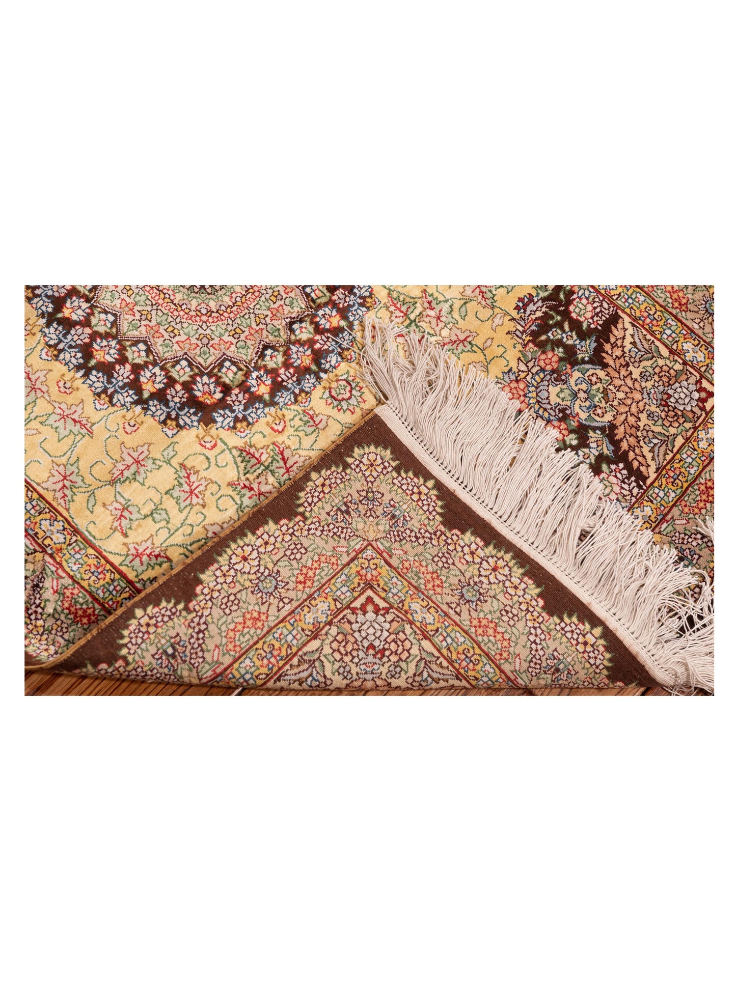 Pure Silk Gold Brown 2x3.1 Hand Knotted Rug