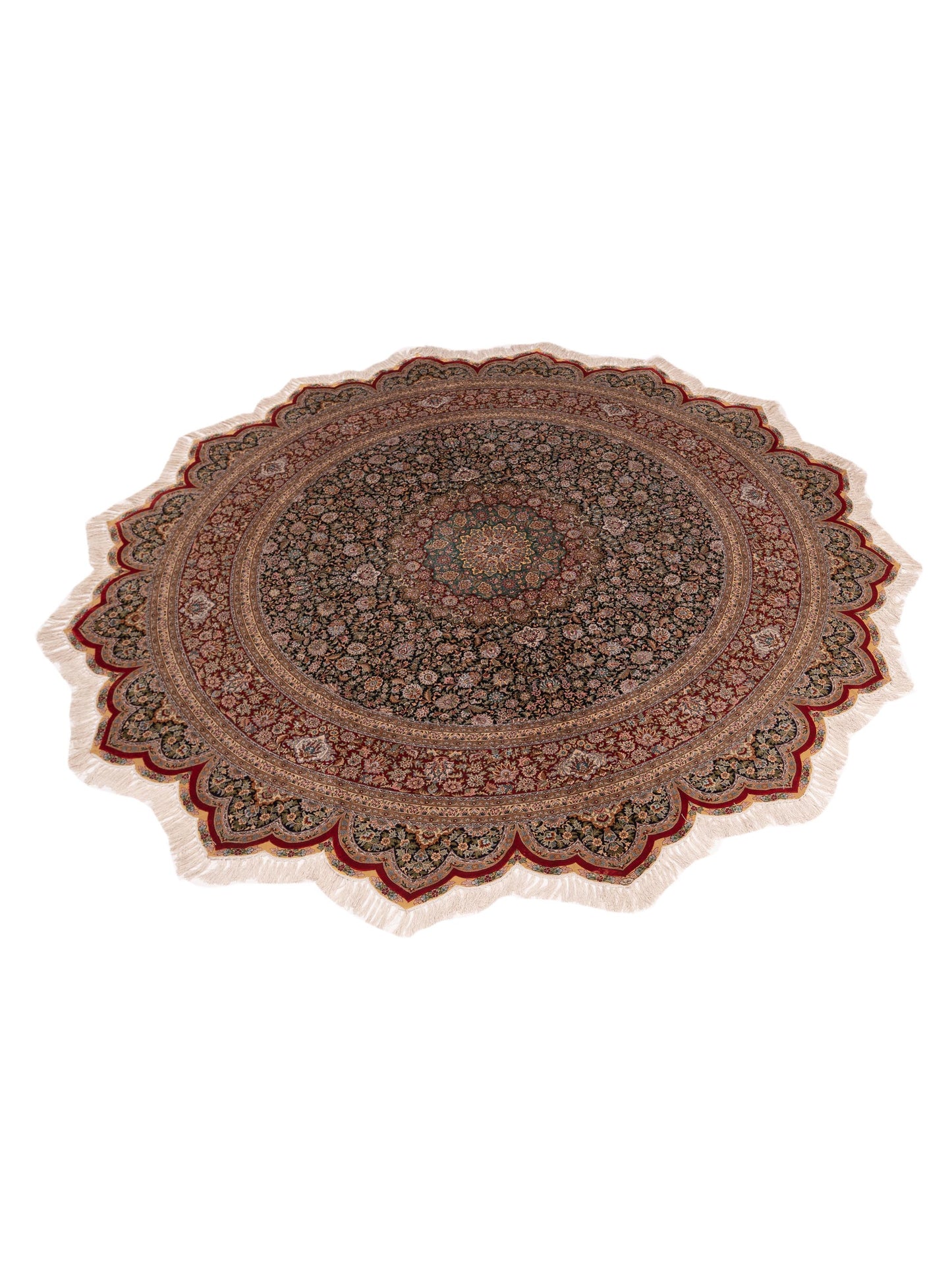 Pure Silk Navy Red 10x10 Hand Knotted Rug