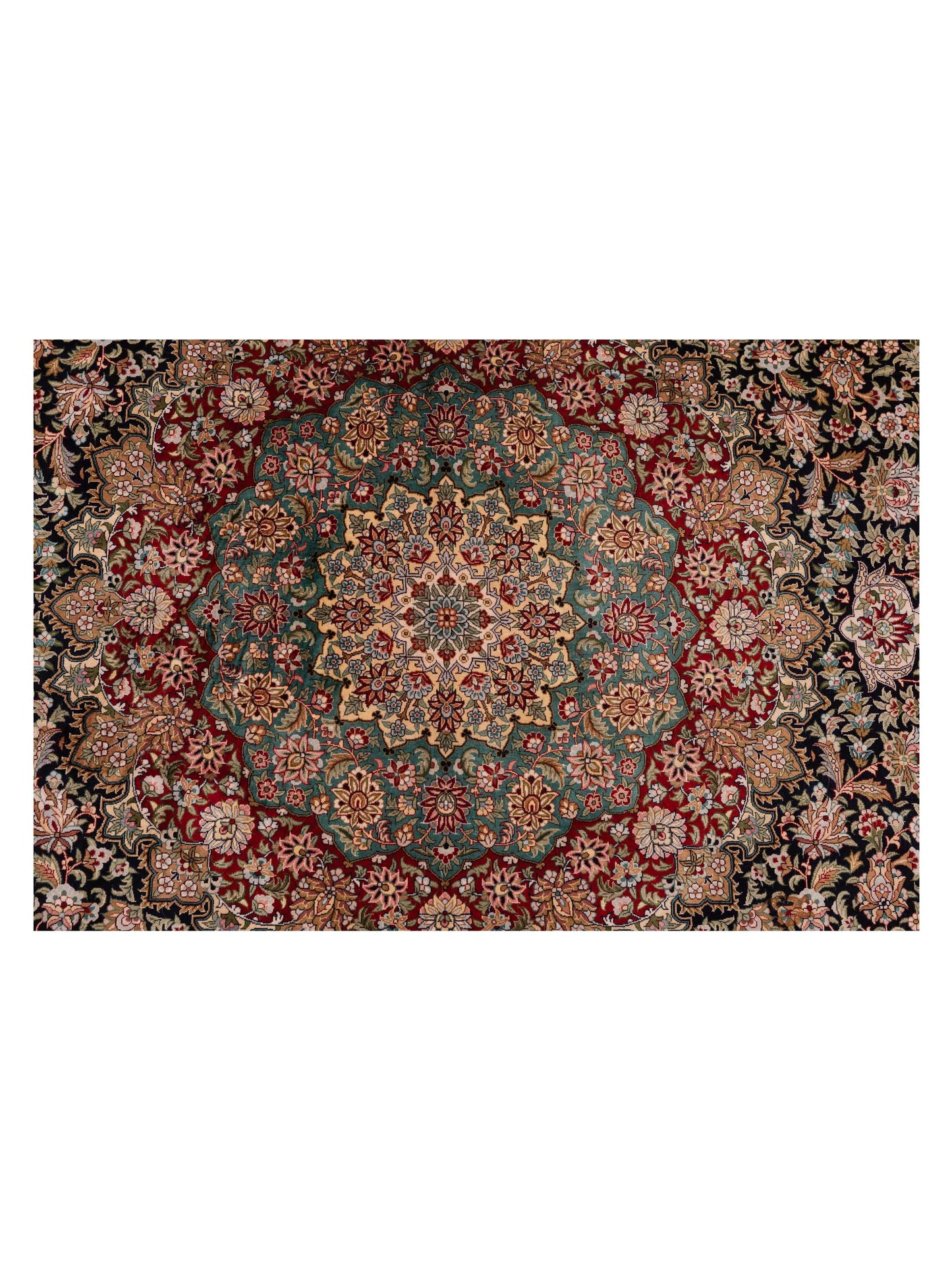 Pure Silk Navy Red 10x10 Hand Knotted Rug