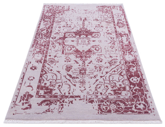 Tenzari Silver Plum 4x6.1 Hand Knotted Rug