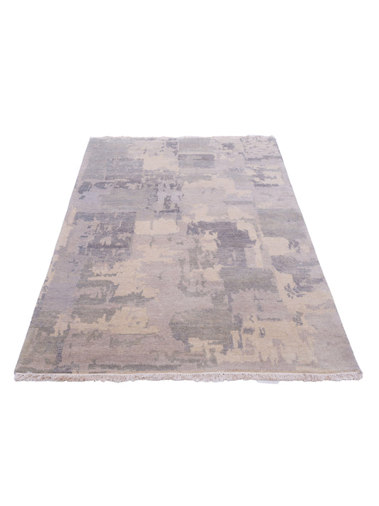 Tenzari Silver Gray 4x5.11 Hand Knotted Rug