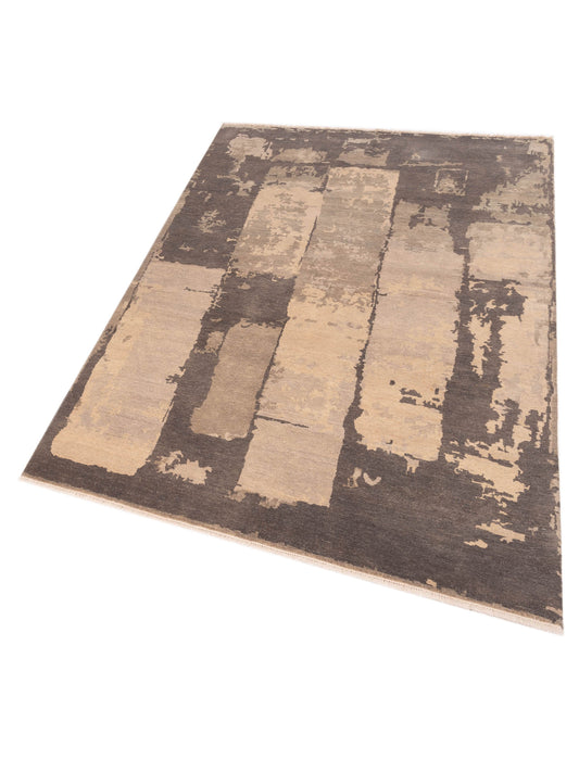 Tenzari Silver Gray 6.1x9 Hand Knotted Rug