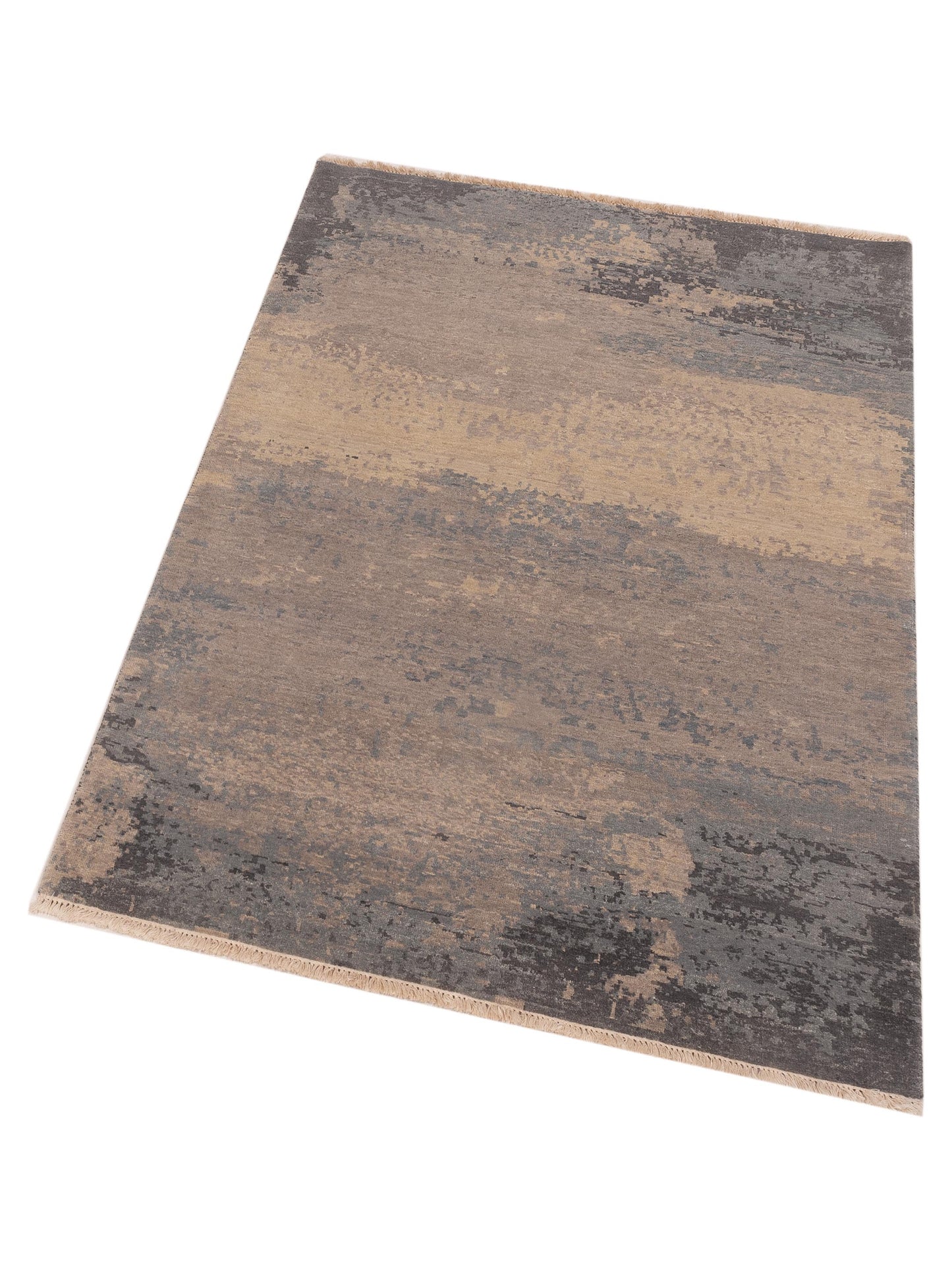 Tenzari Gray 4.1x5.11 Hand Knotted Rug