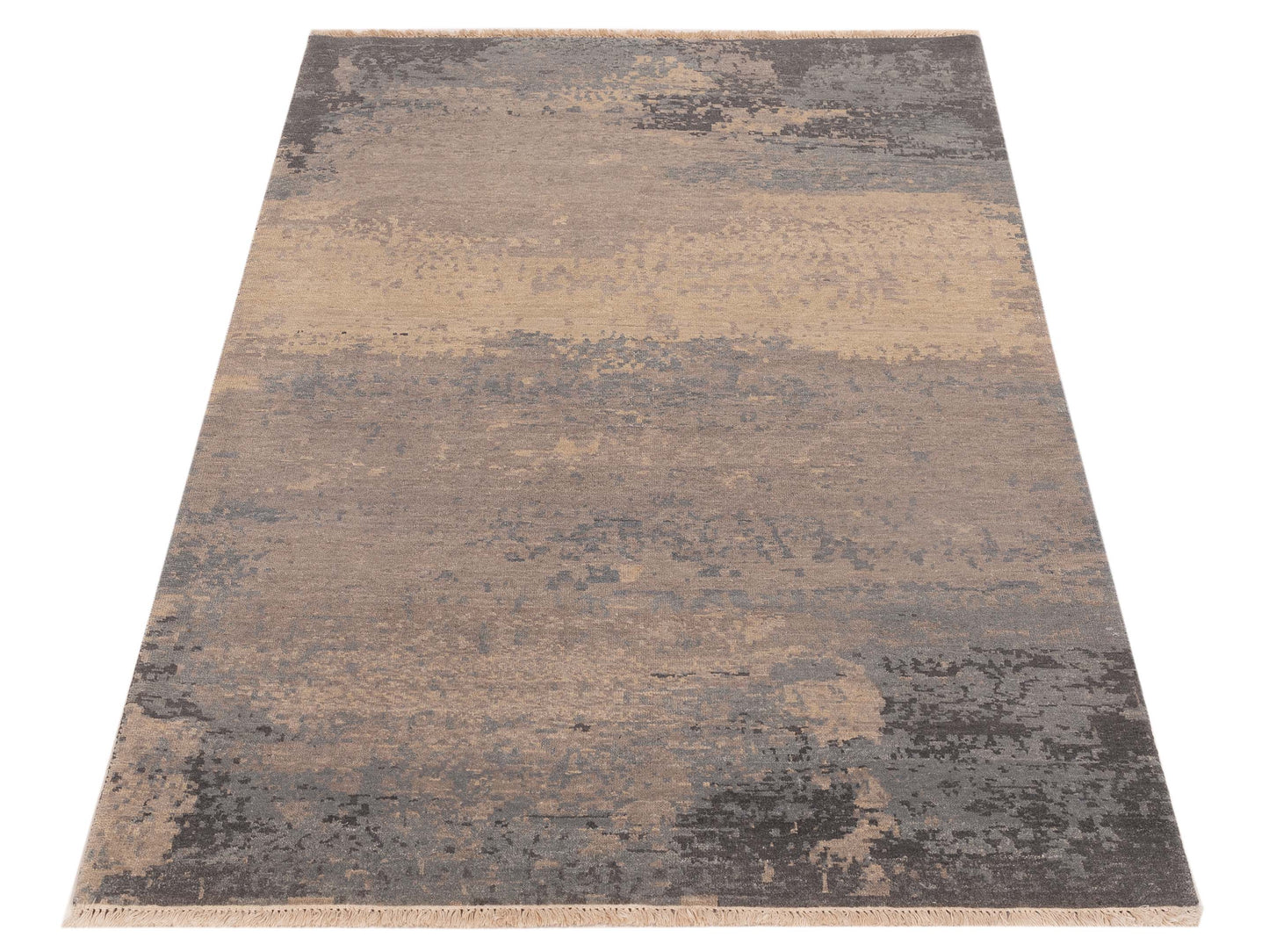 Tenzari Gray 4.1x5.11 Hand Knotted Rug