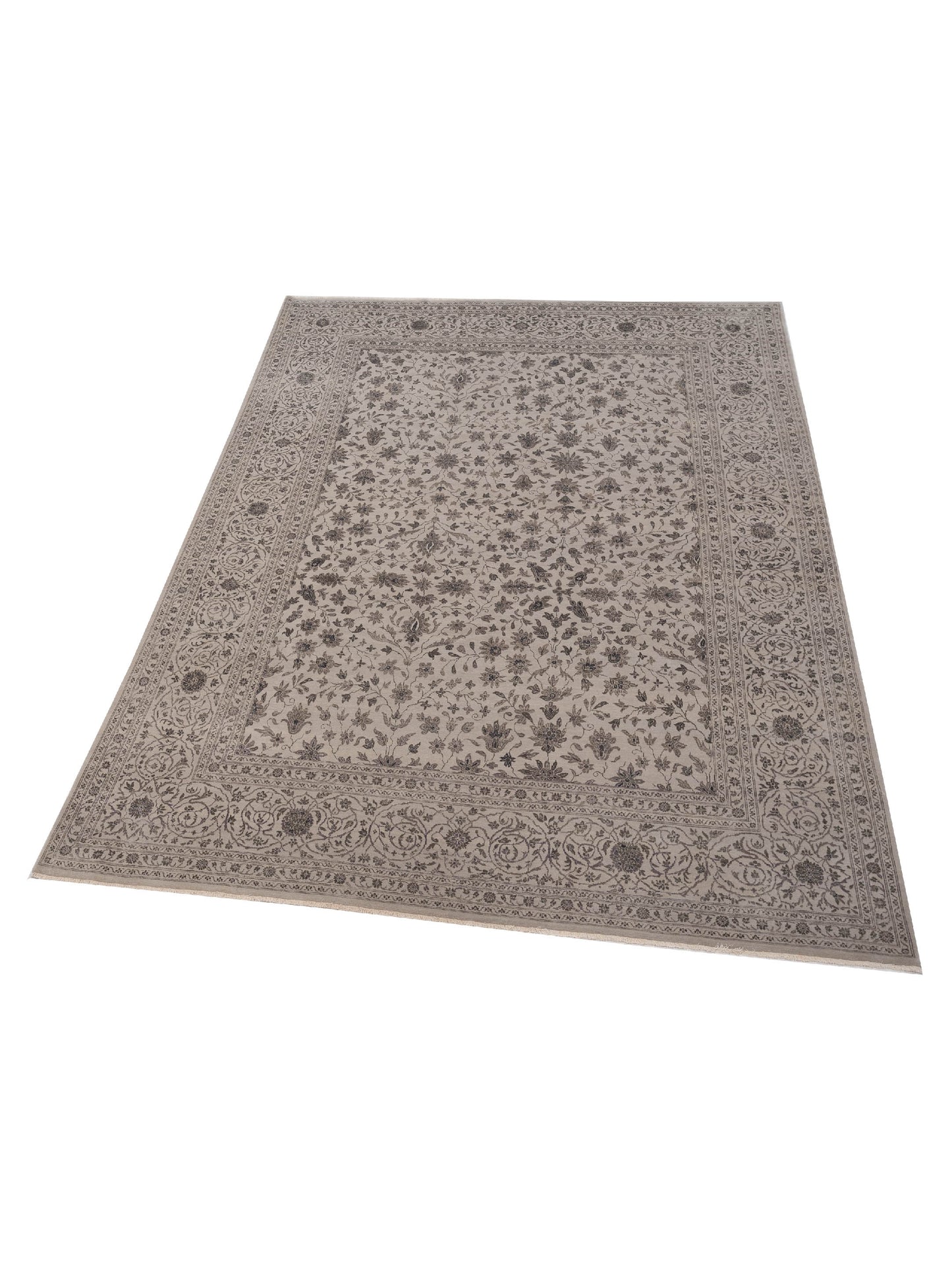 Silkara Silver Silver 8.11x12.1 Hand Knotted Rug