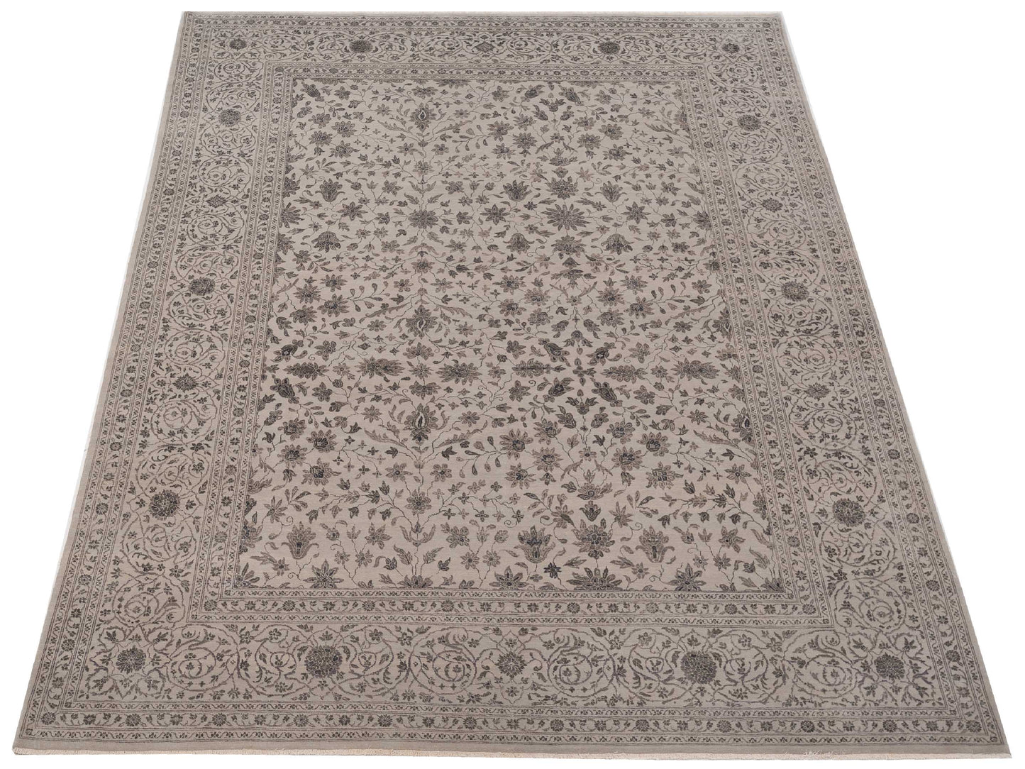 Silkara Silver Silver 8.11x12.1 Hand Knotted Rug