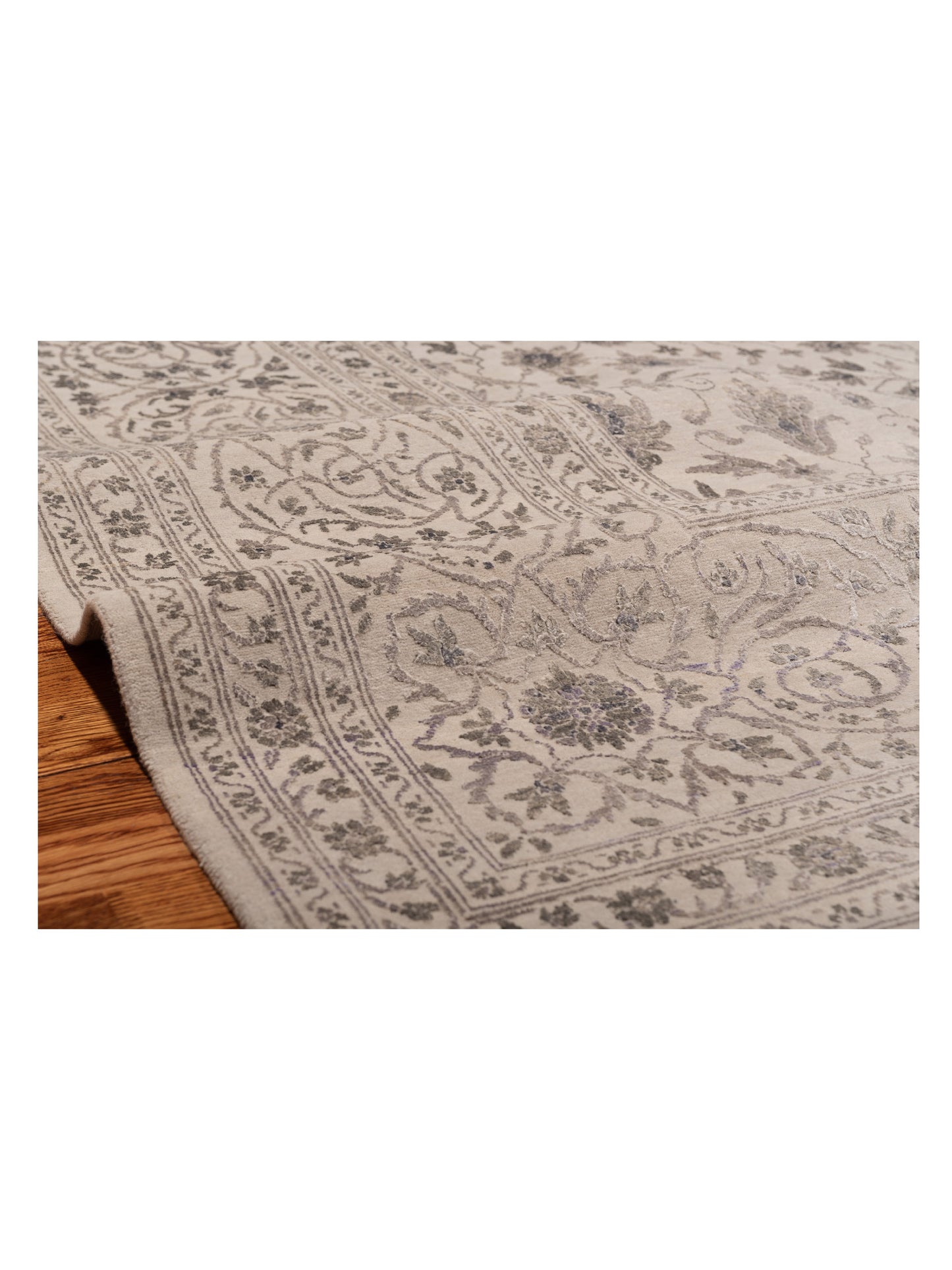 Silkara Silver Silver 8.11x12.1 Hand Knotted Rug