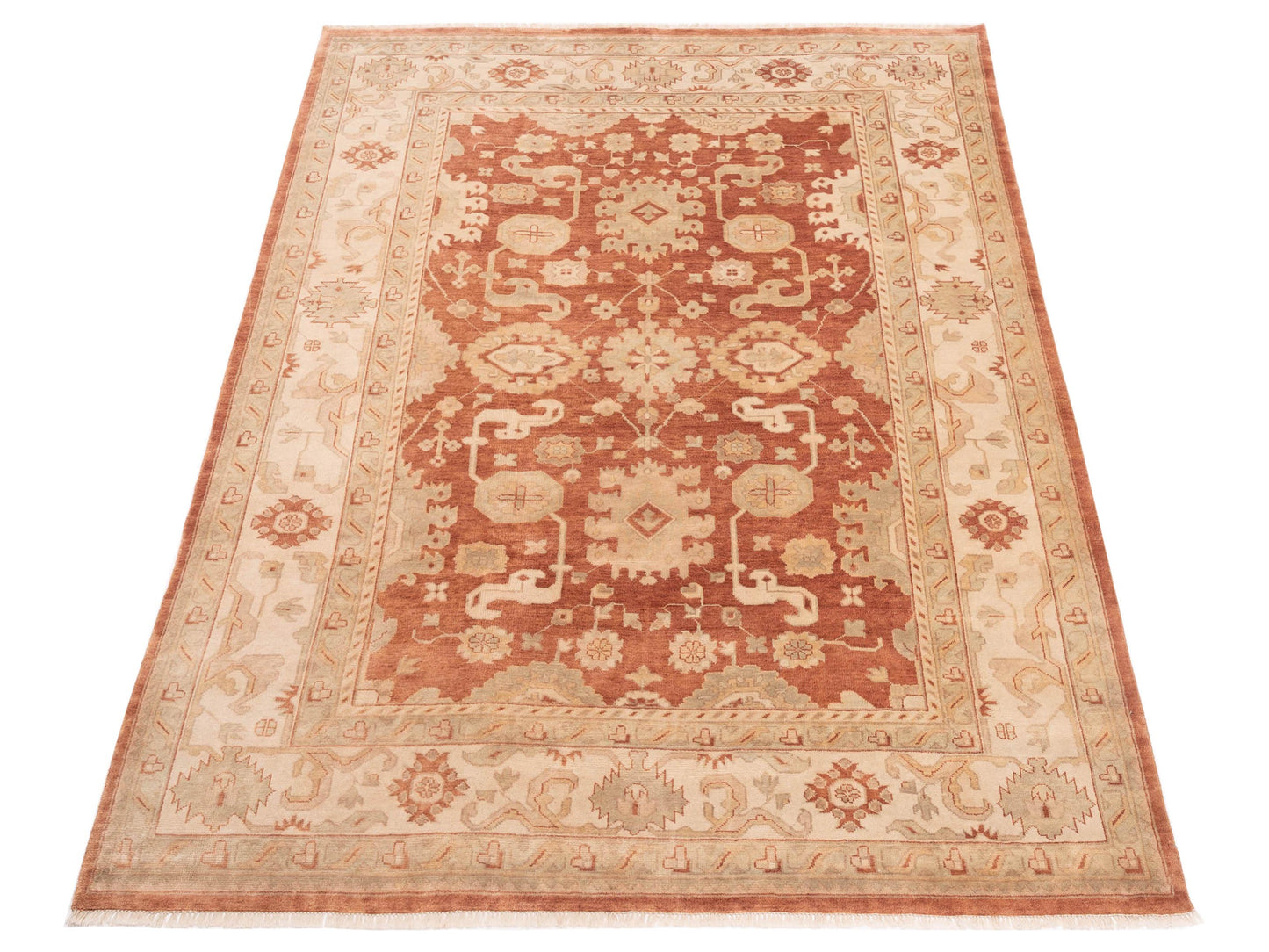 Oushara Rust Ivory 9x11.9 Hand Knotted Rug