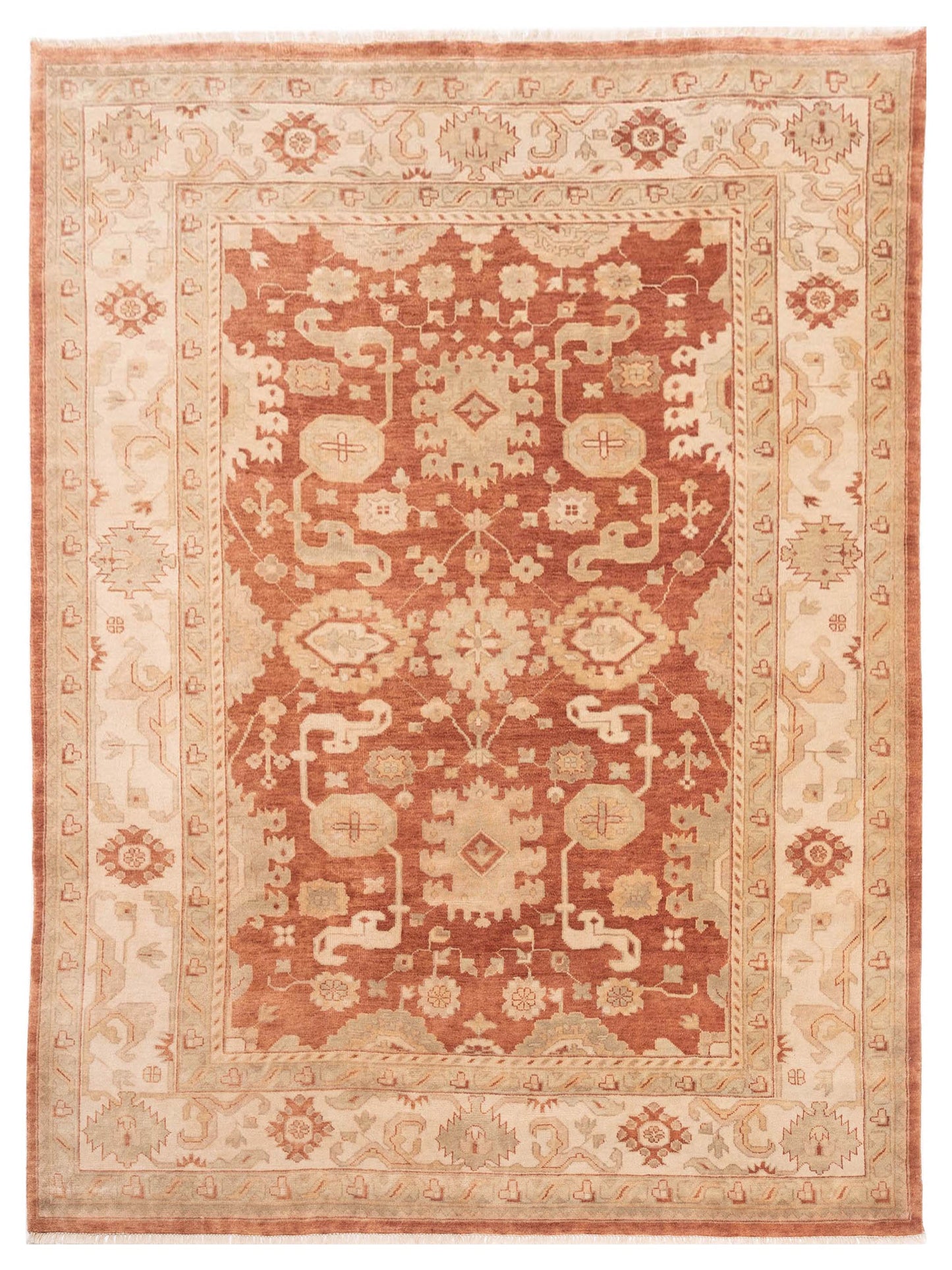 Rajpur Oushak Shah  Rust Ivory Traditional