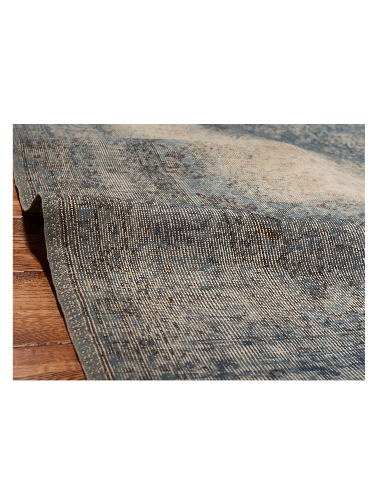 Vintage Blue 7x10.3 Hand Knotted Rug