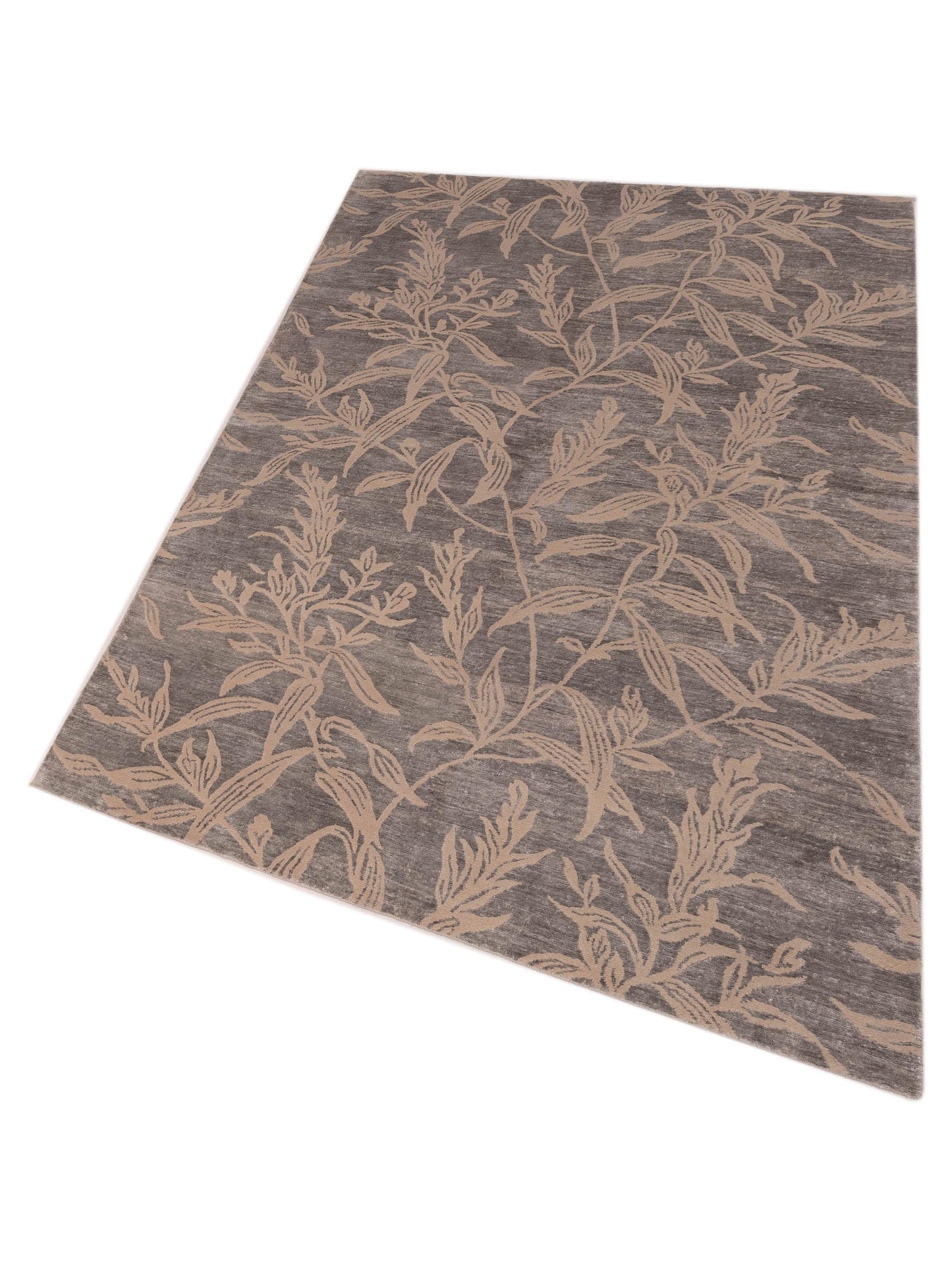 Tenzari Silver Silver 5.11x8.9 Hand Knotted Rug