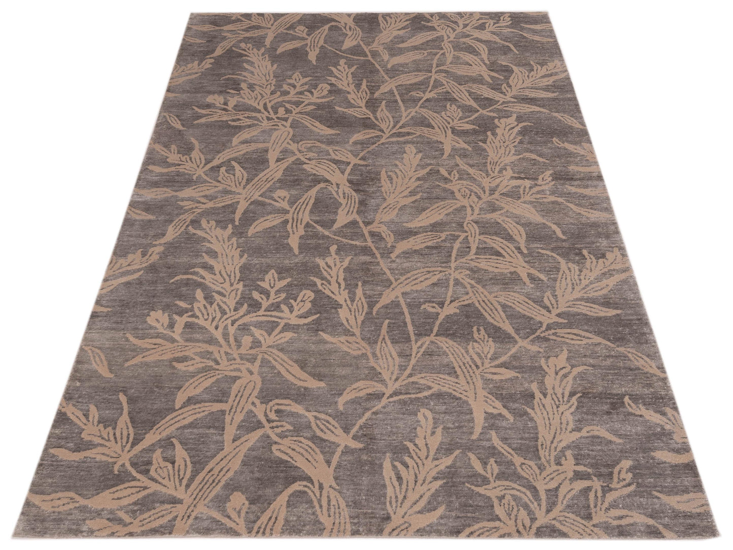 Tenzari Silver Silver 5.11x8.9 Hand Knotted Rug