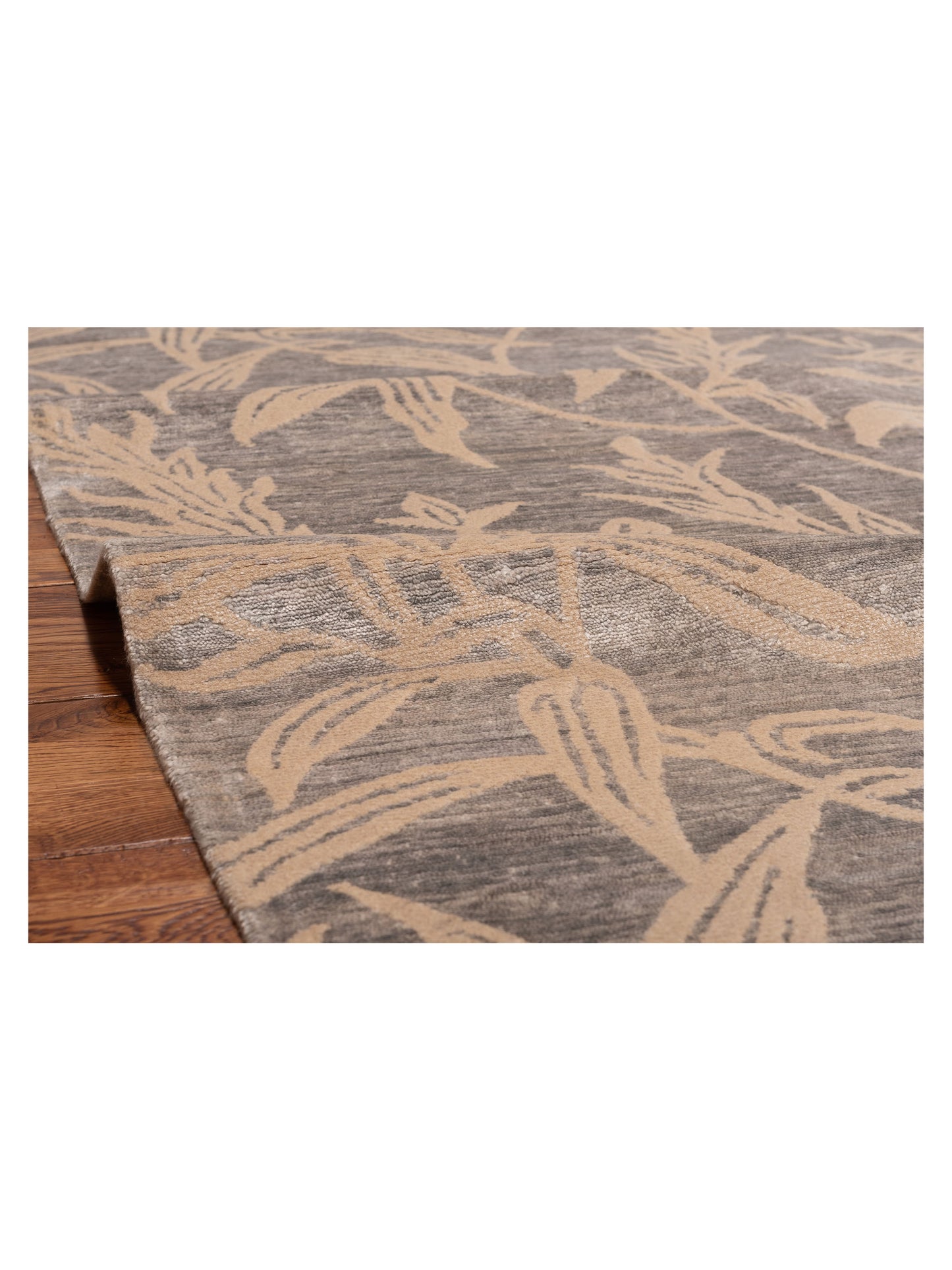 Tenzari Gray 4x5.11 Hand Knotted Rug